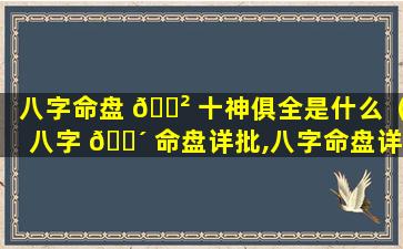 八字命盘 🌲 十神俱全是什么（八字 🐴 命盘详批,八字命盘详解）